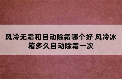 风冷无霜和自动除霜哪个好 风冷冰箱多久自动除霜一次